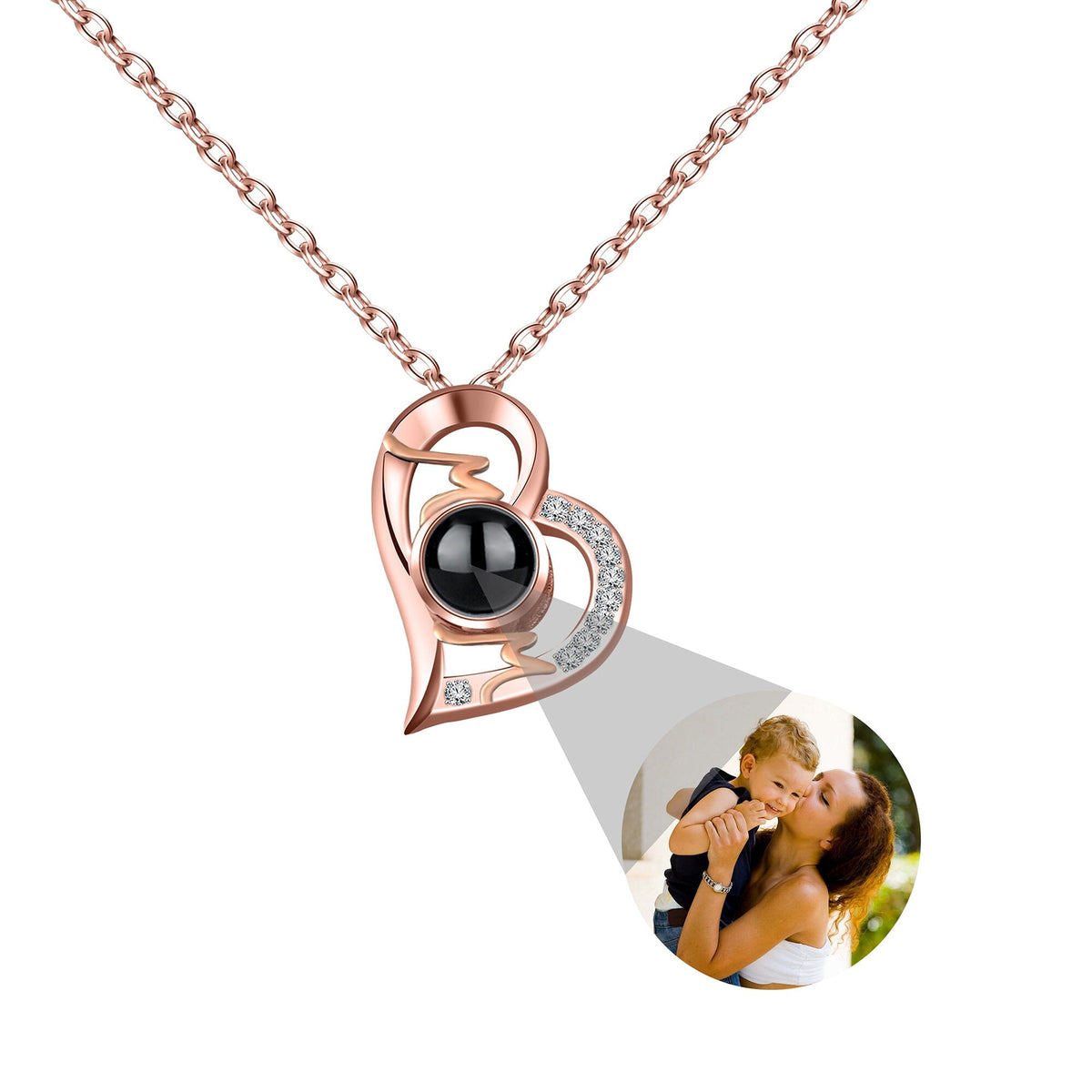 Heart Projection Necklace Personalized Photo MOM Pendant - MERGE.DAY.1.FREESTYLE