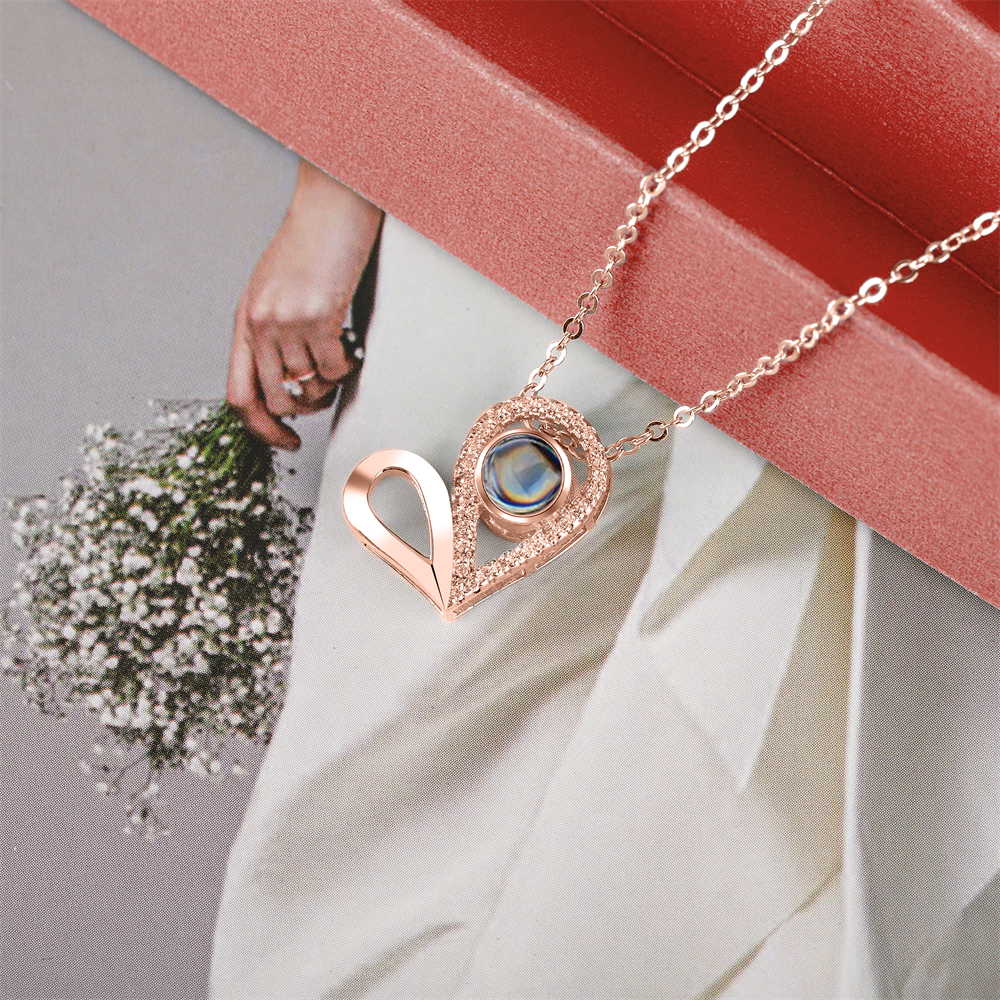 Custom Photo Name Projection Necklace For Love Memory Heart Shaped Necklaces - MERGE.DAY.1.FREESTYLE