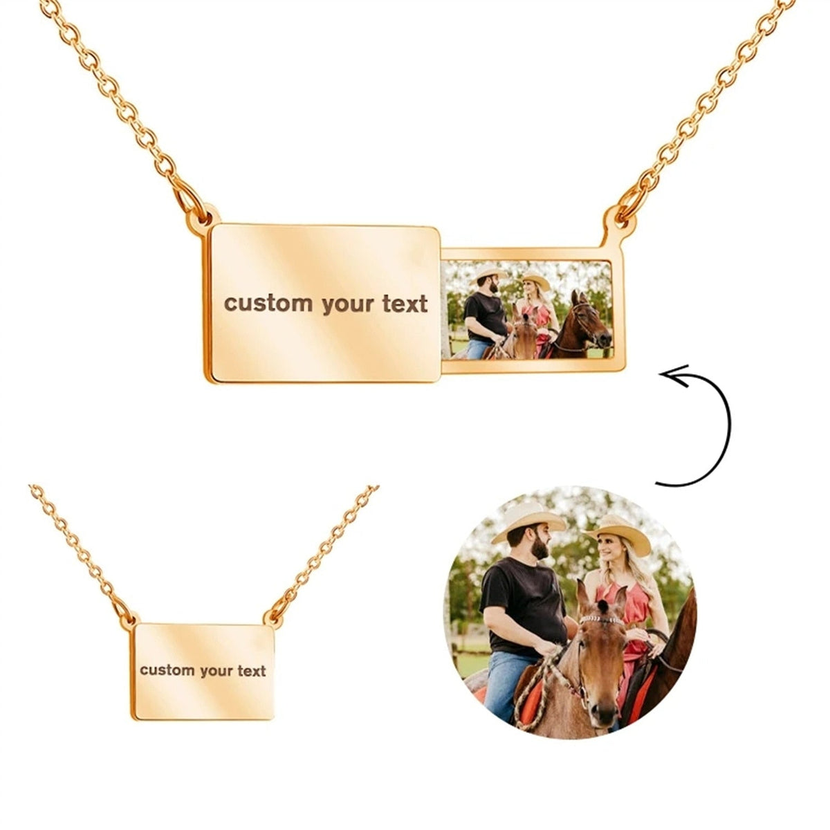 Pull-Out Envelope Necklace Personalized Engraved Photo Locket Unique Pendant - MERGE.DAY.1.FREESTYLE
