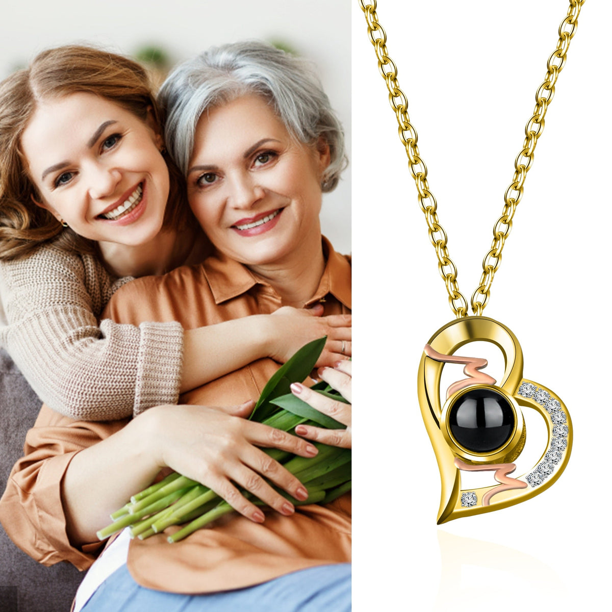 Heart Projection Necklace Personalized Photo MOM Pendant - MERGE.DAY.1.FREESTYLE