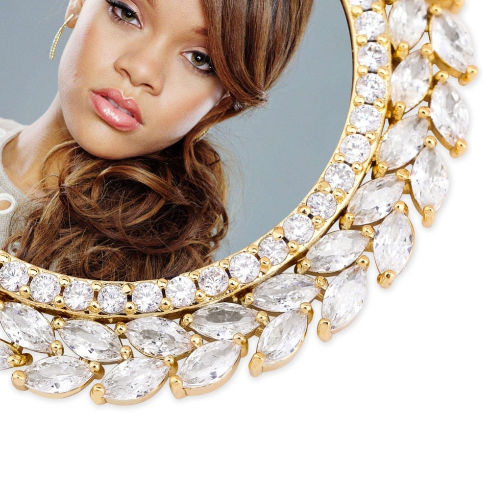 Collar con colgante de medallón redondo personalizado con foto, joyería hip hop