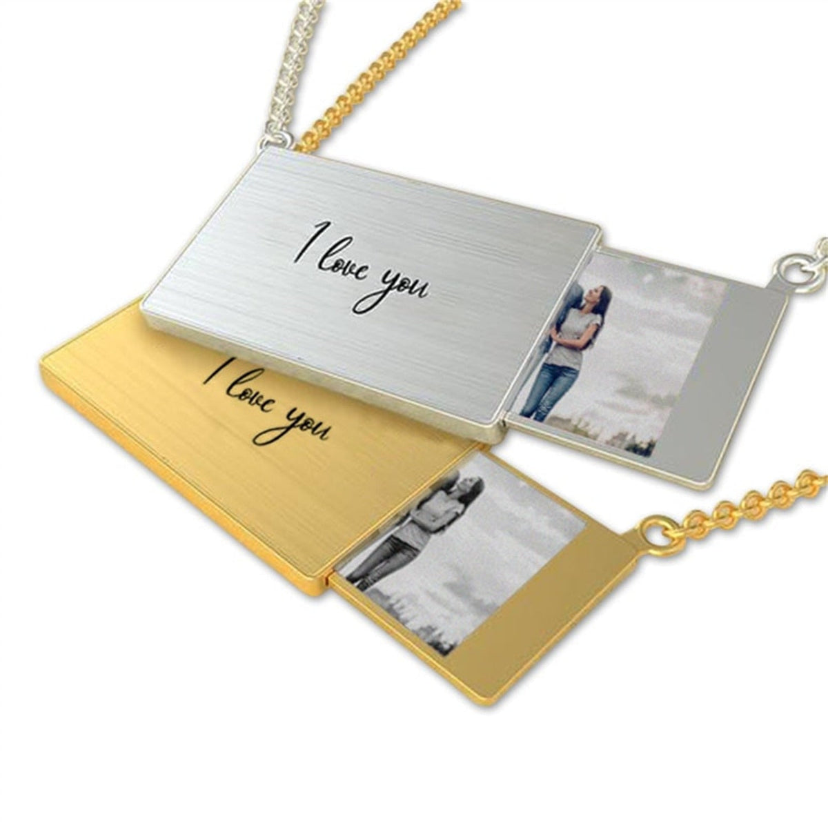 Pull-Out Envelope Necklace Personalized Engraved Photo Locket Unique Pendant - MERGE.DAY.1.FREESTYLE