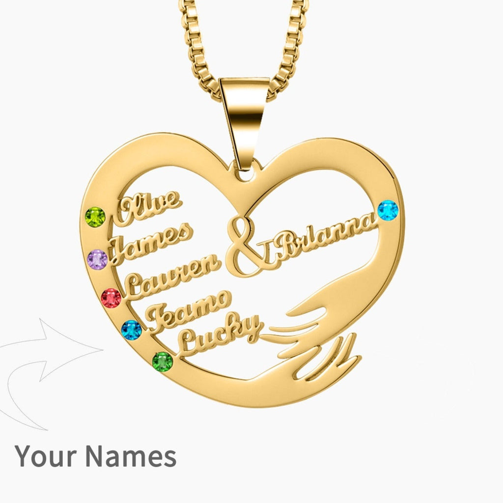 Custom Mom Necklace With Birthstones Personalized Heart Mother And Child Name Pendant - MERGE.DAY.1.FREESTYLE