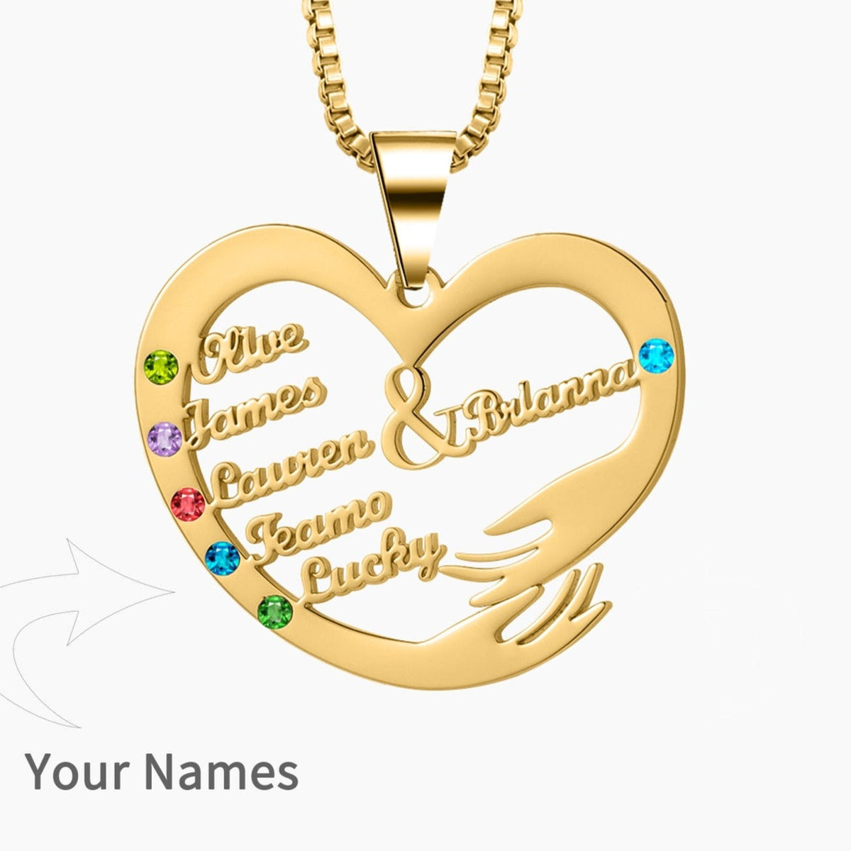 Custom Mom Necklace With Birthstones Personalized Heart Mother And Child Name Pendant - MERGE.DAY.1.FREESTYLE