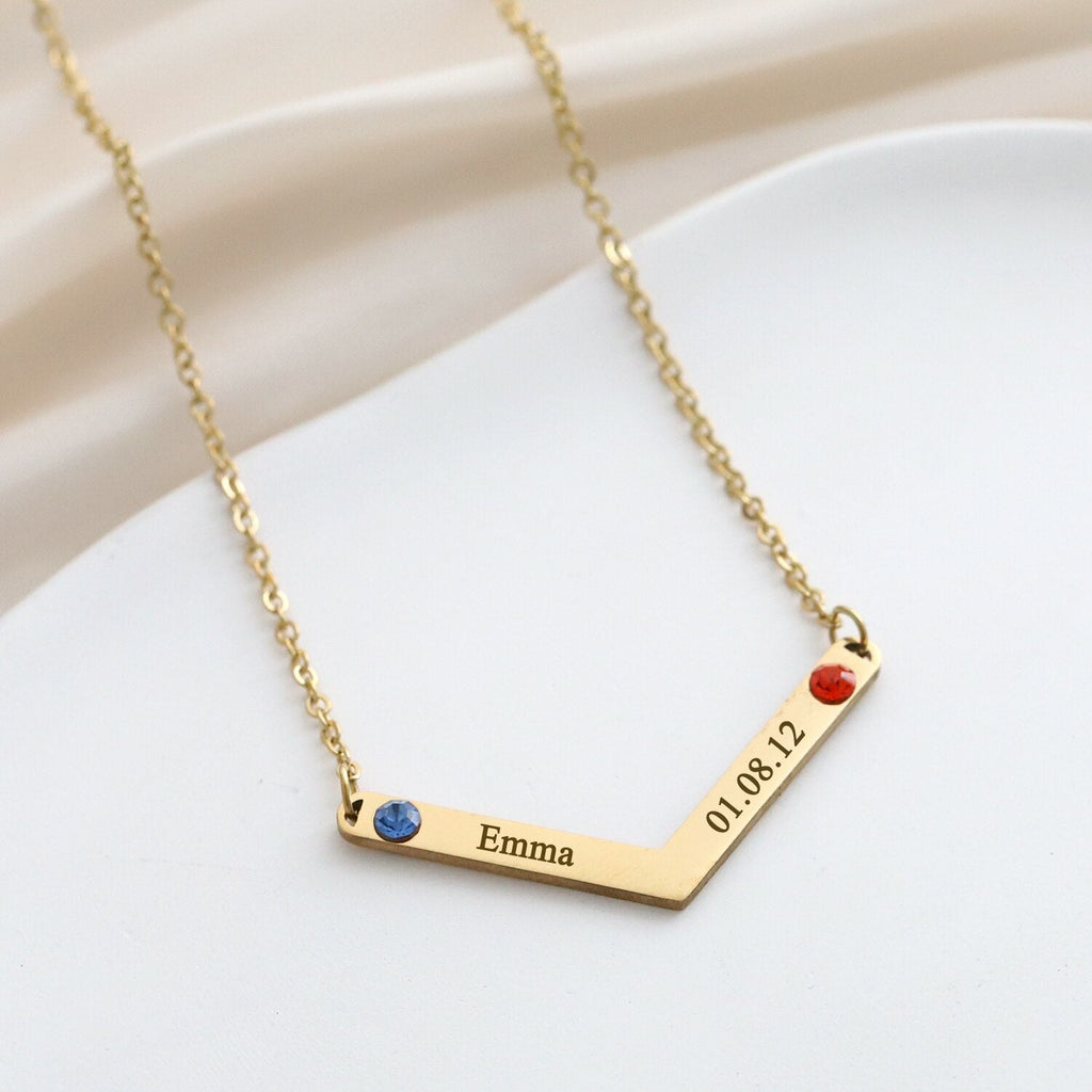 Personalized Family Necklace Mothers Day Birthstone Jewelry Customized Engraving Name Necklace - MERGE.DAY.1.FREESTYLE