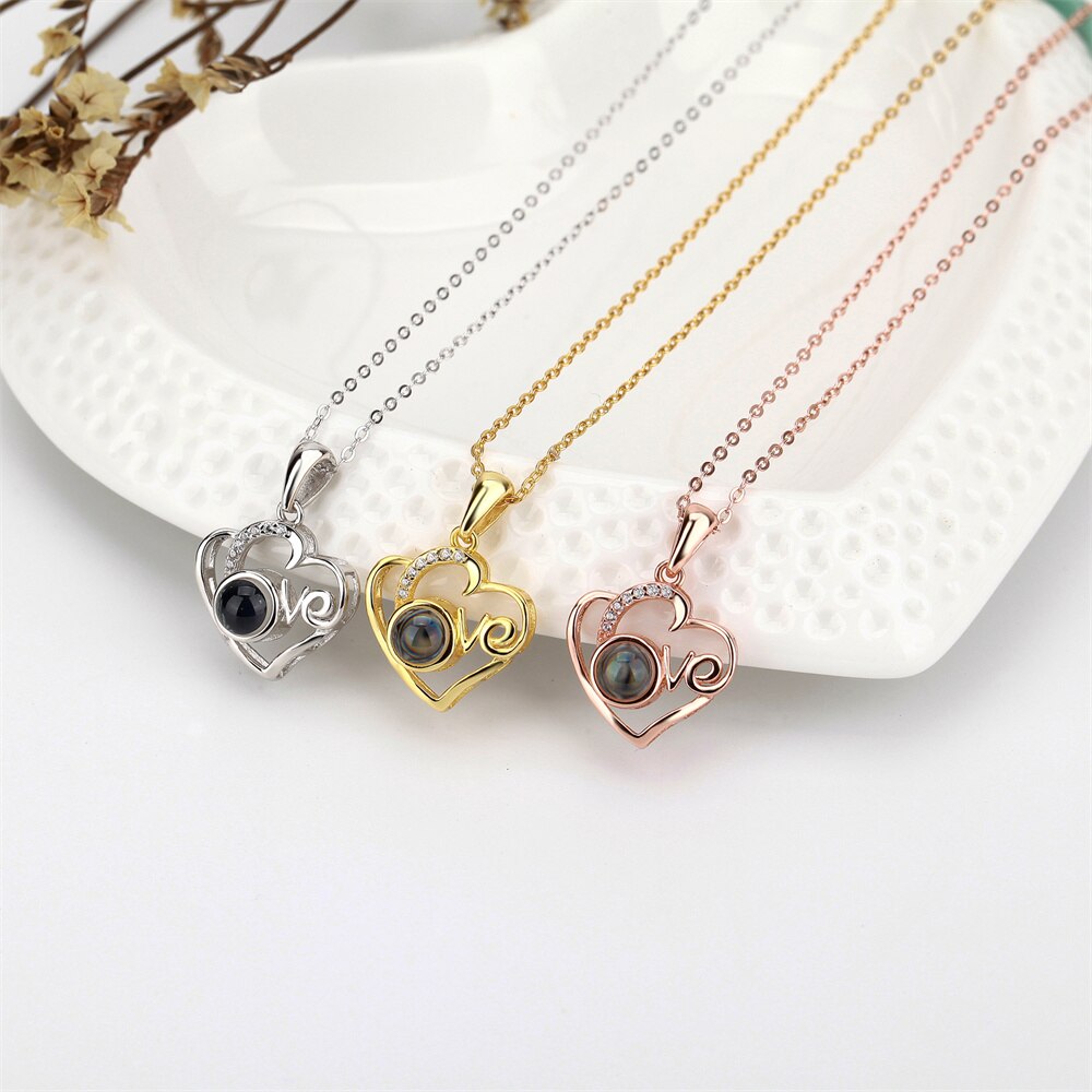Customized Photo Projection Necklace Heart Pendant Necklace Love Memorial Jewelry - MERGE.DAY.1.FREESTYLE