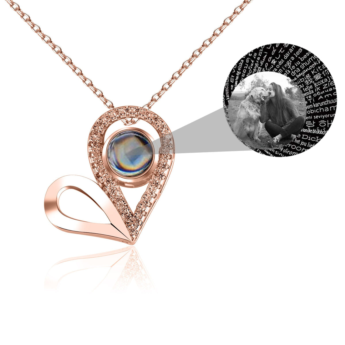Custom Photo Name Projection Necklace For Love Memory Heart Shaped Necklaces - MERGE.DAY.1.FREESTYLE