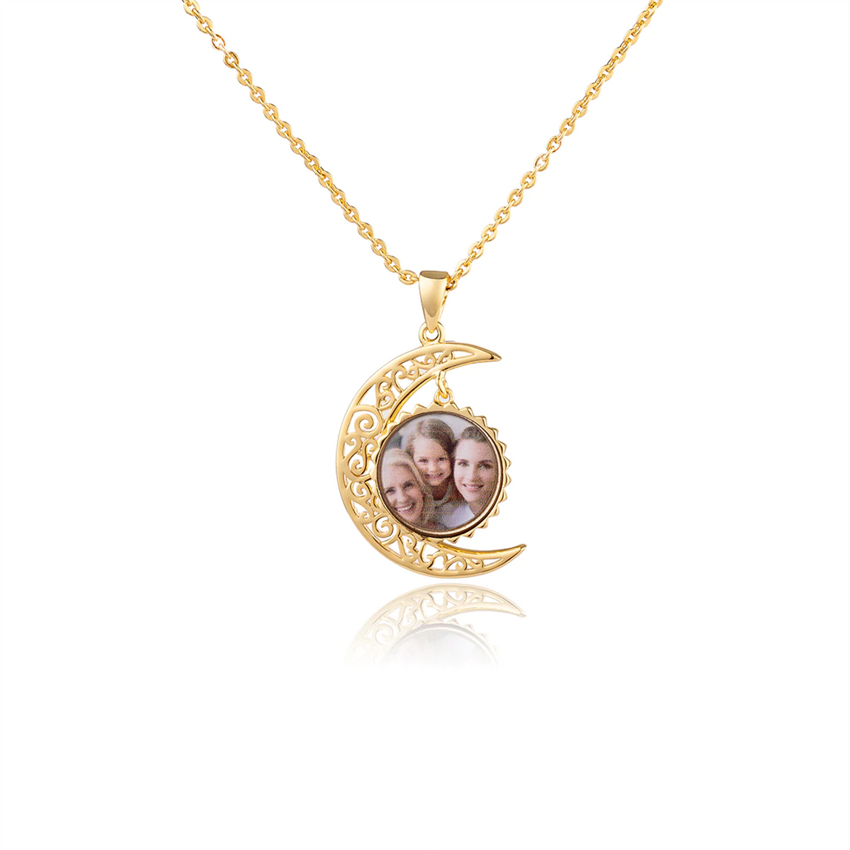 Custom Photo Necklace Moon Style Personalized 18k Gold Plated Pendant Nameplate - MERGE.DAY.1.FREESTYLE