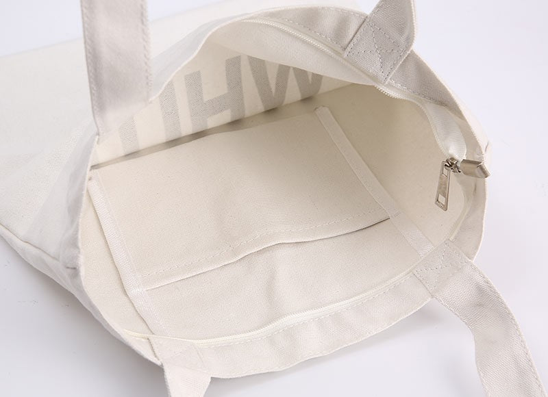 Custom Tote Bag Shopping Add Your Text Print Original Design Zipper Unisex Fashion Travel Canvas Bags - MERGE.DAY.1.FREESTYLE