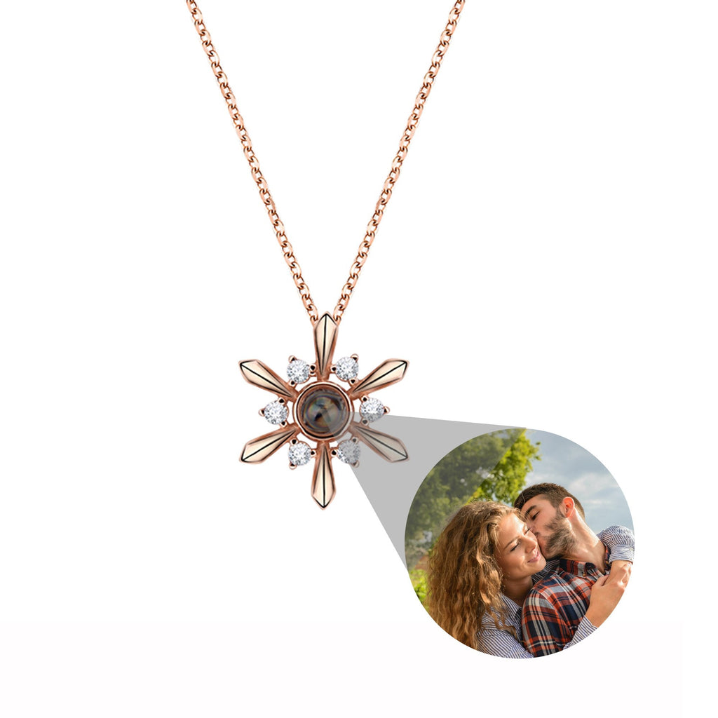 Snowflake Shaped Projection Necklace Photo Charming Jewelry Memorial Gifts - MERGE.DAY.1.FREESTYLE