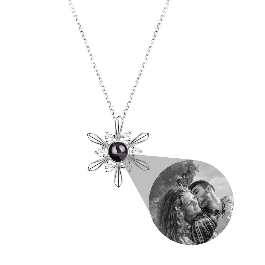 Snowflake Shaped Projection Necklace Photo Charming Jewelry Memorial Gifts - MERGE.DAY.1.FREESTYLE