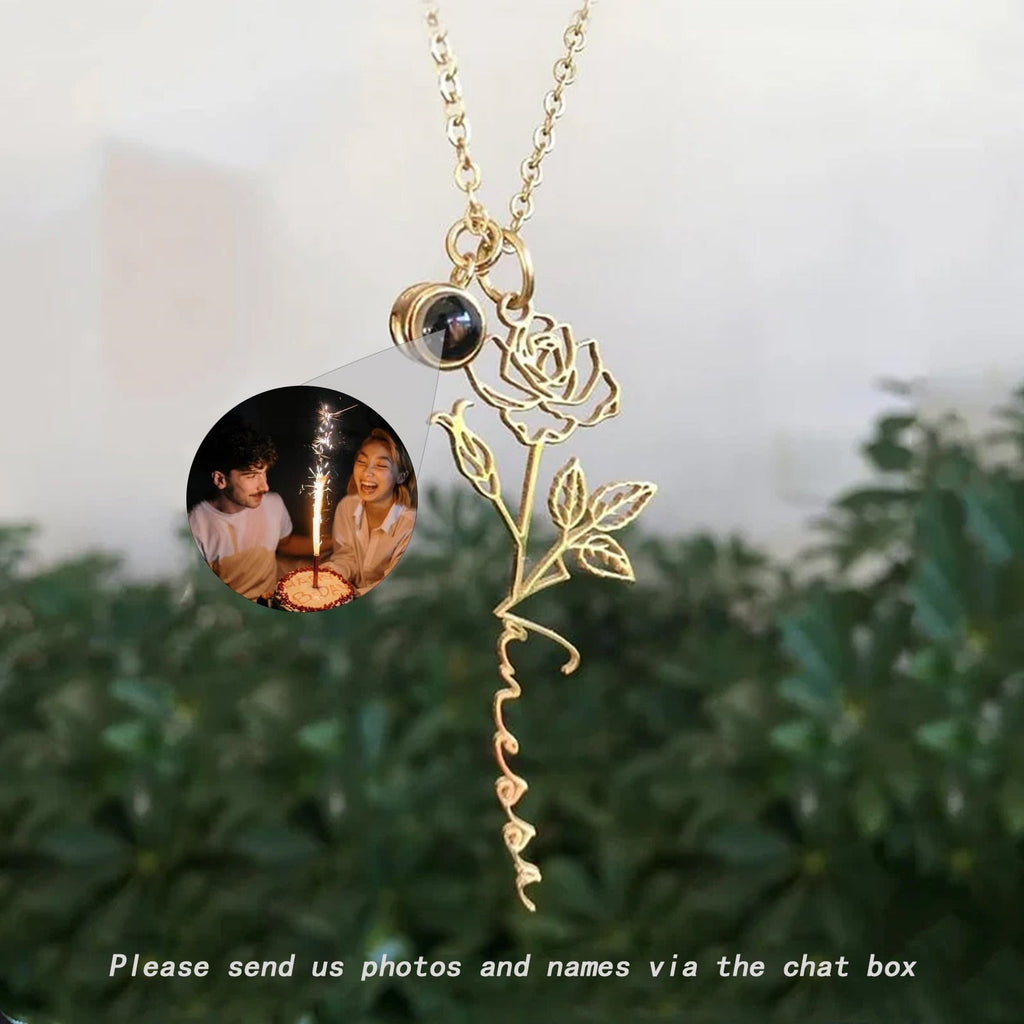 Birth Flowers Customized Projection Photo Necklaces Memorial Birthday Gift - MERGE.DAY.1.FREESTYLE