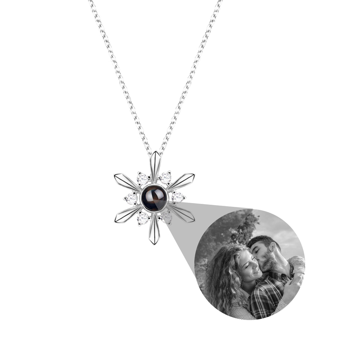 Snowflake Shaped Projection Necklace Photo Charming Jewelry Memorial Gifts - MERGE.DAY.1.FREESTYLE