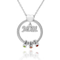 Personalised Circle Pendant Engraved Name Necklace With Birthstone Family Necklace - MERGE.DAY.1.FREESTYLE