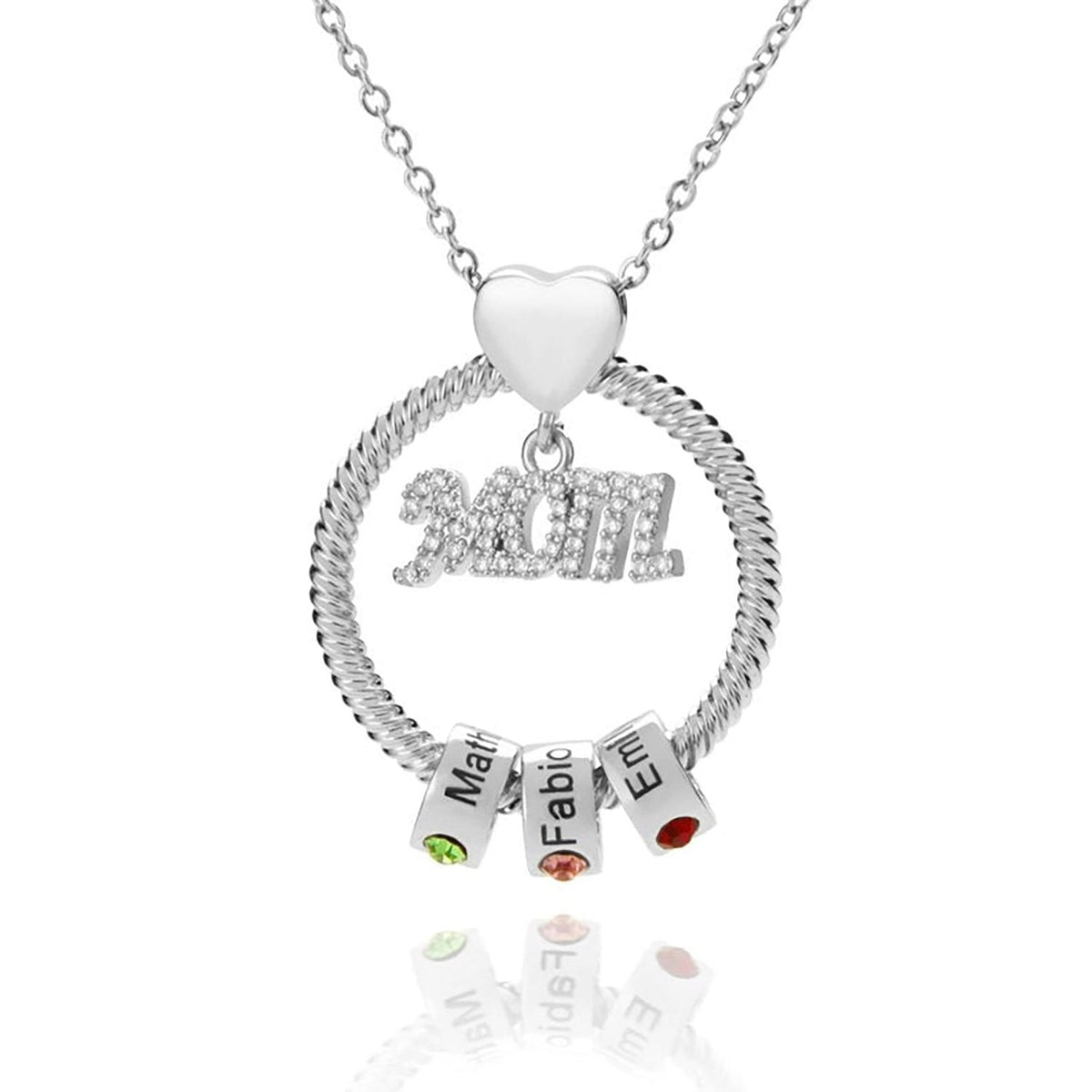 Personalised Circle Pendant Engraved Name Necklace With Birthstone Family Necklace - MERGE.DAY.1.FREESTYLE