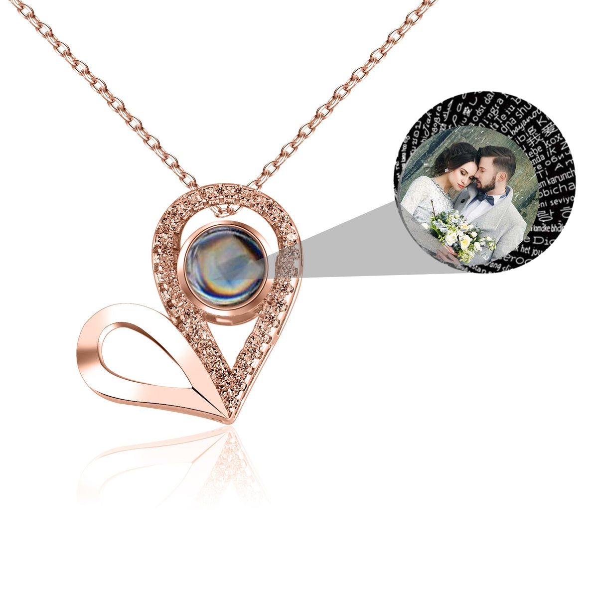 Custom Photo Name Projection Necklace For Love Memory Heart Shaped Necklaces - MERGE.DAY.1.FREESTYLE