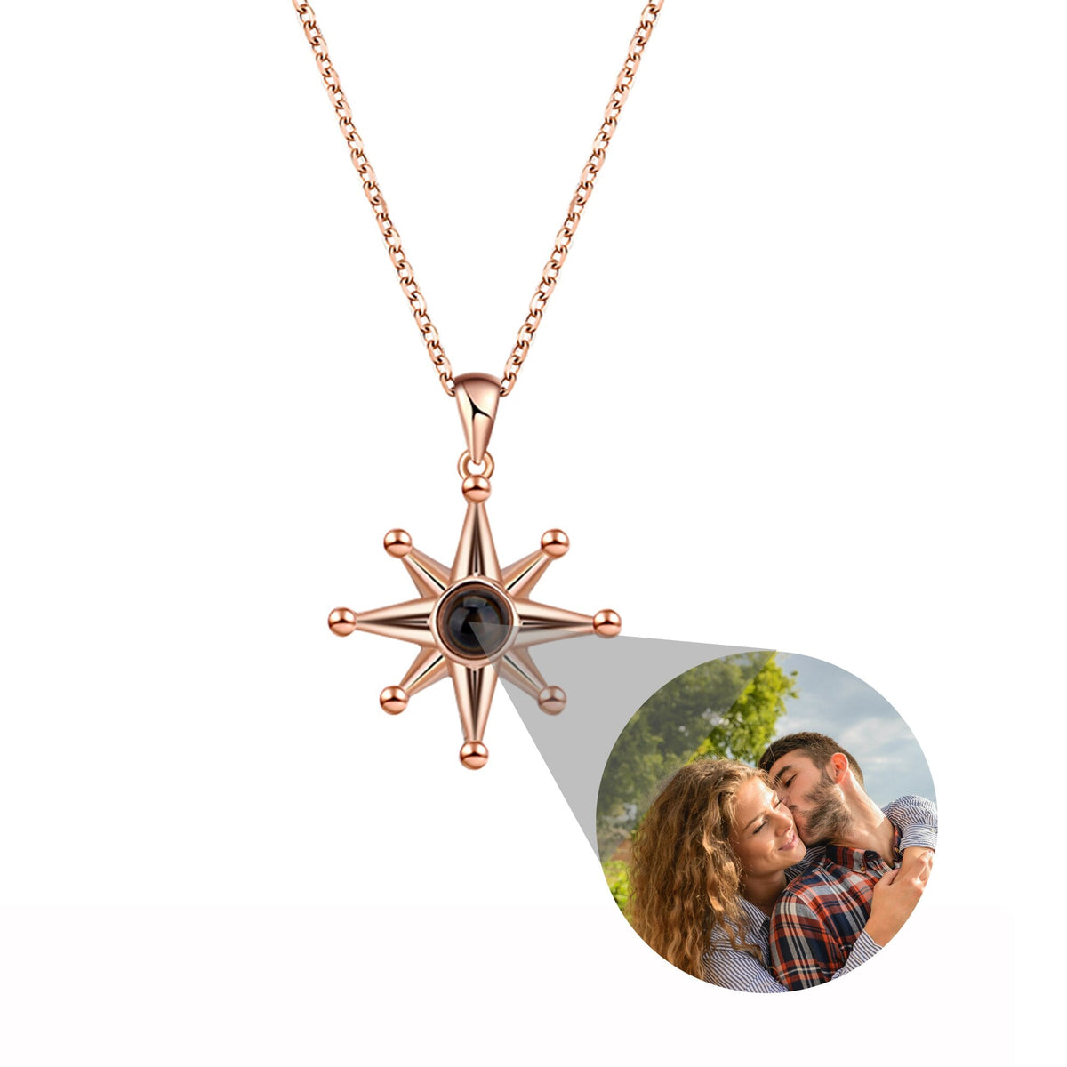 Custom Photo Necklace Flower Pendant Personalized Projection Jewelry - MERGE.DAY.1.FREESTYLE