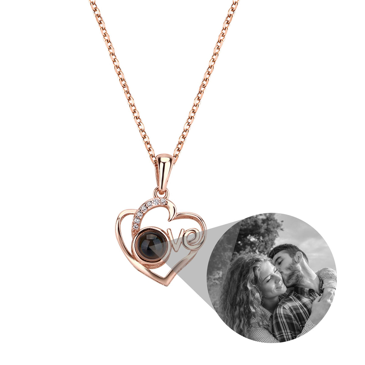 Customized Photo Projection Necklace Heart Pendant Necklace Love Memorial Jewelry - MERGE.DAY.1.FREESTYLE
