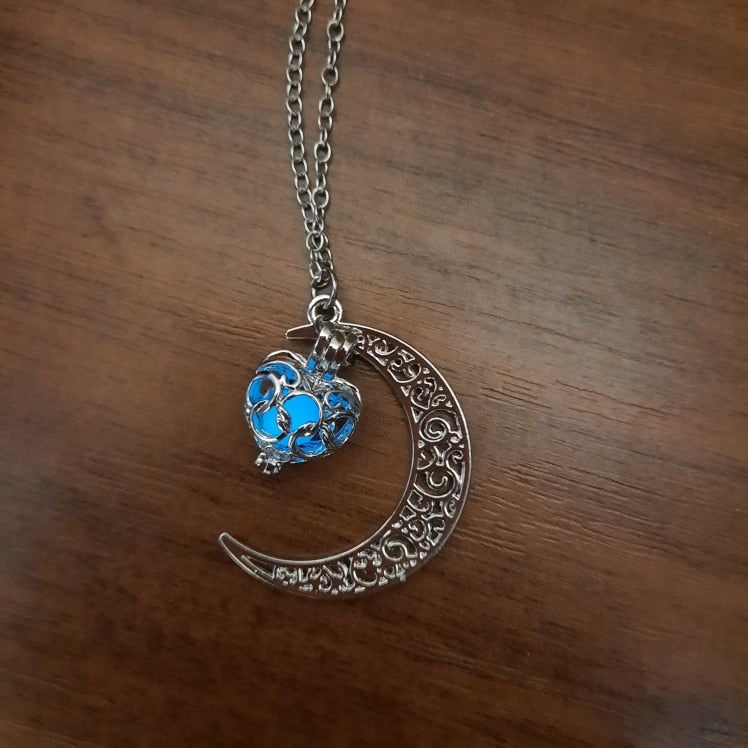 Glow In The Dark Necklace Moon Square Heart Necklaces For Woman Hollow Water Drop Pendant - MERGE.DAY.1.FREESTYLE