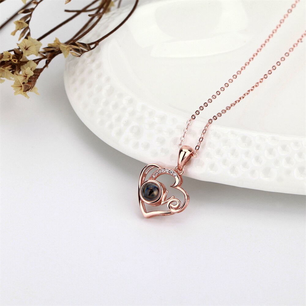Customized Photo Projection Necklace Heart Pendant Necklace Love Memorial Jewelry - MERGE.DAY.1.FREESTYLE
