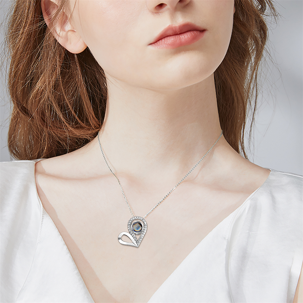 Custom Photo Name Projection Necklace For Love Memory Heart Shaped Necklaces - MERGE.DAY.1.FREESTYLE