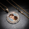 Collar con colgante de medallón redondo personalizado con foto, joyería hip hop