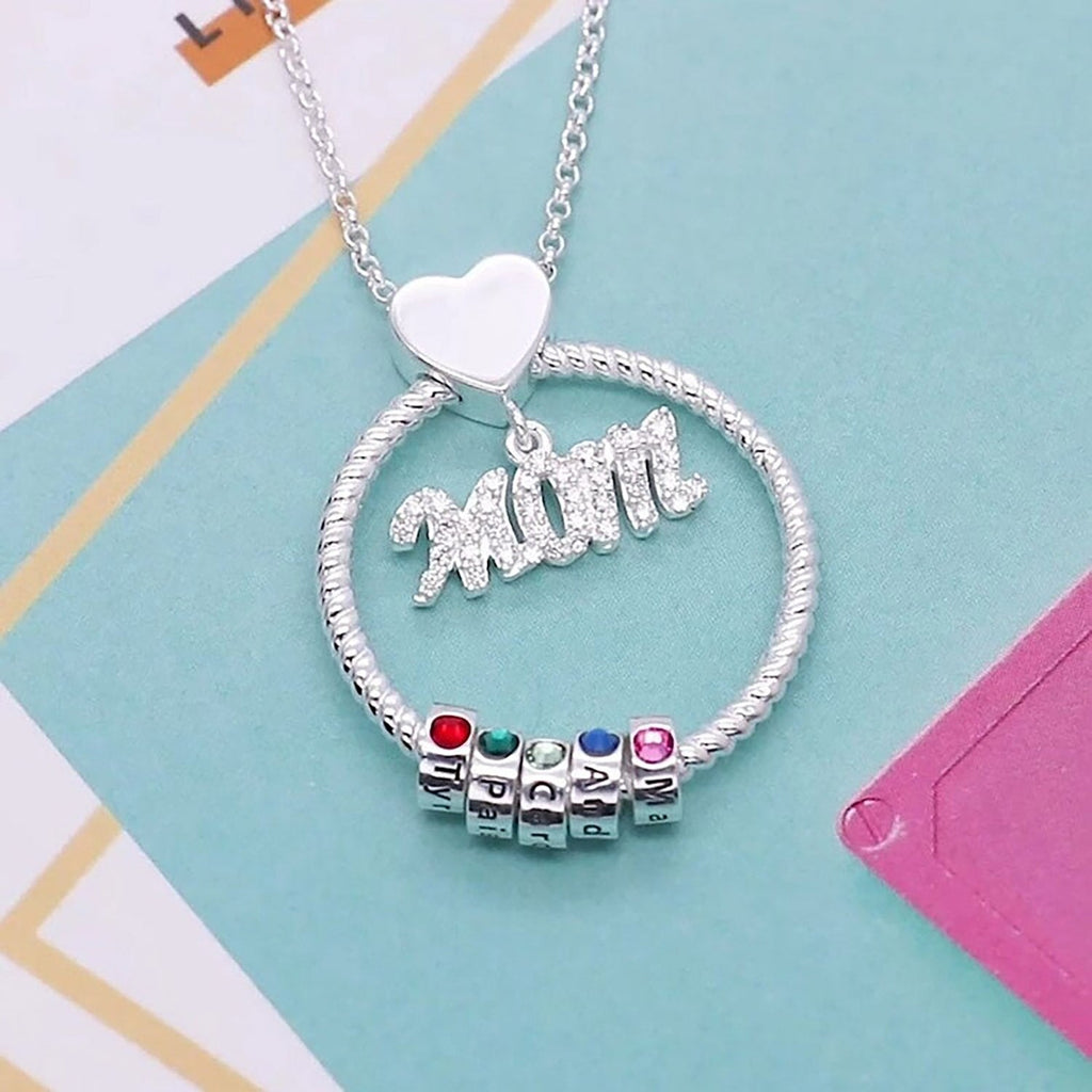 Personalised Circle Pendant Engraved Name Necklace With Birthstone Family Necklace - MERGE.DAY.1.FREESTYLE