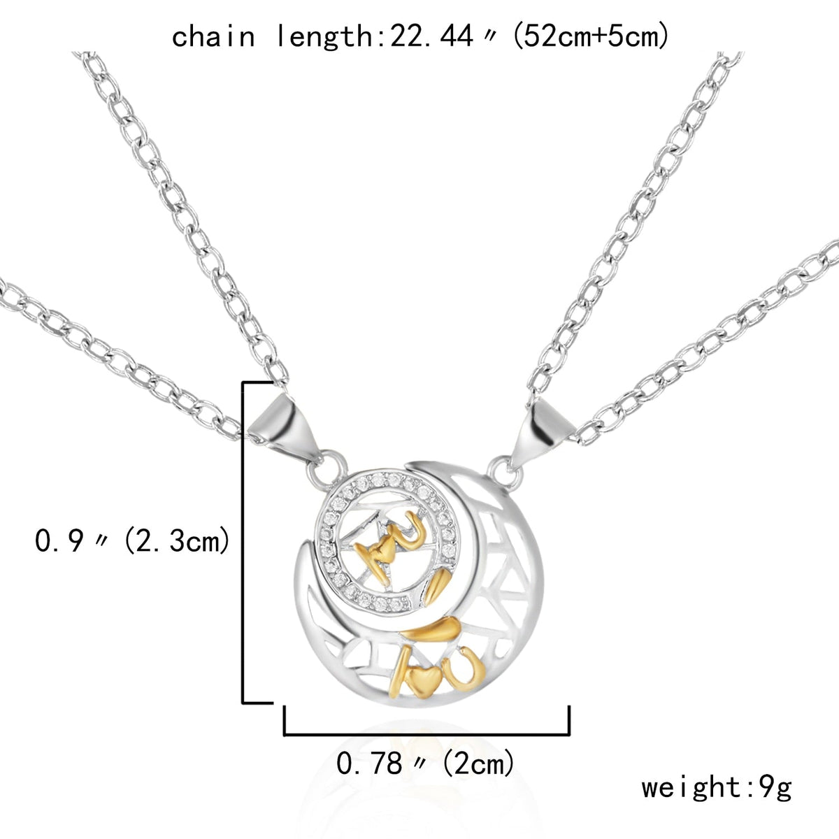 2Pcs Simple Matching Sun Moon Pendant Couple Necklace I Love You Jewelry - MERGE.DAY.1.FREESTYLE