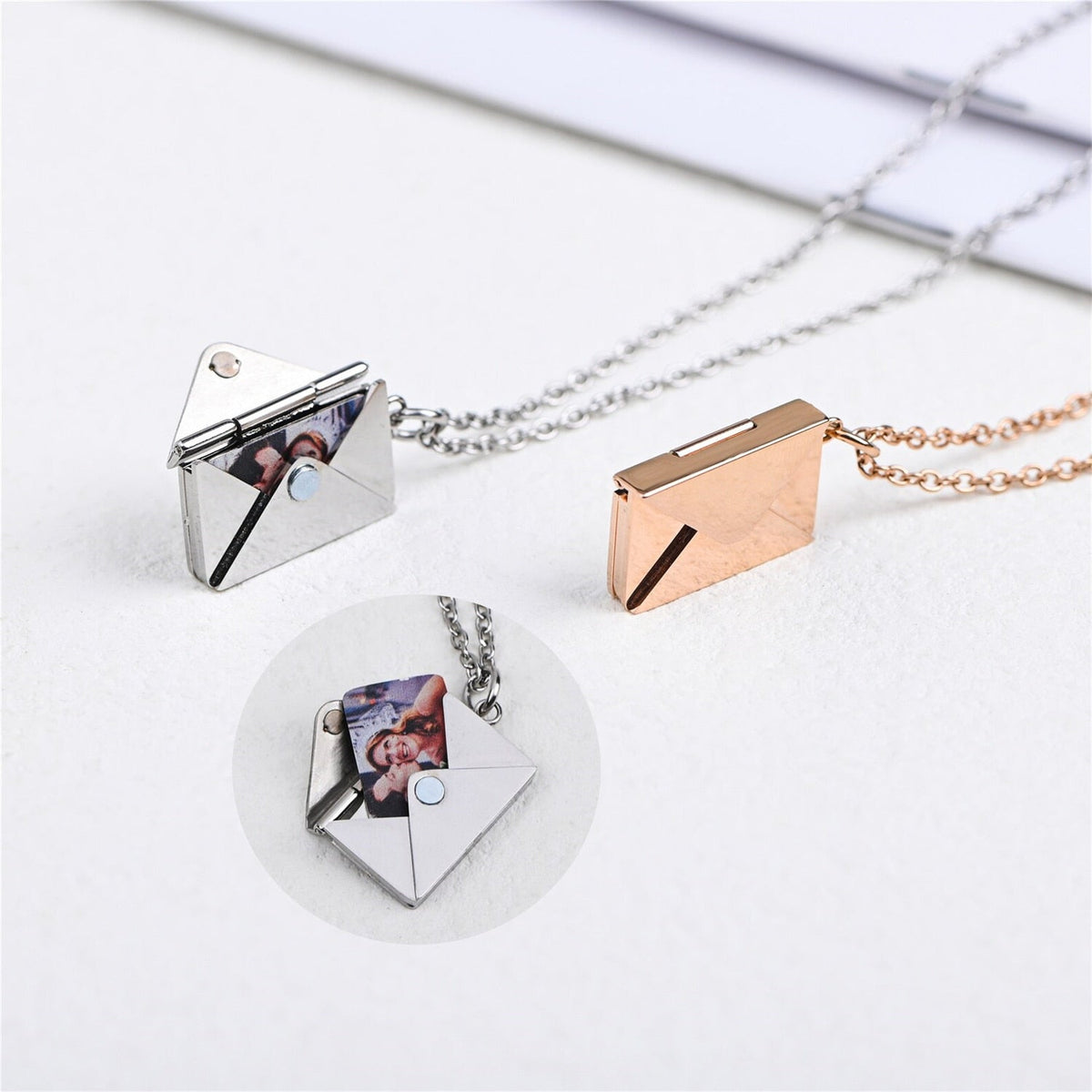 Personalized Custom Envelope Custom Photo Engraved Name Necklace Pendant - MERGE.DAY.1.FREESTYLE