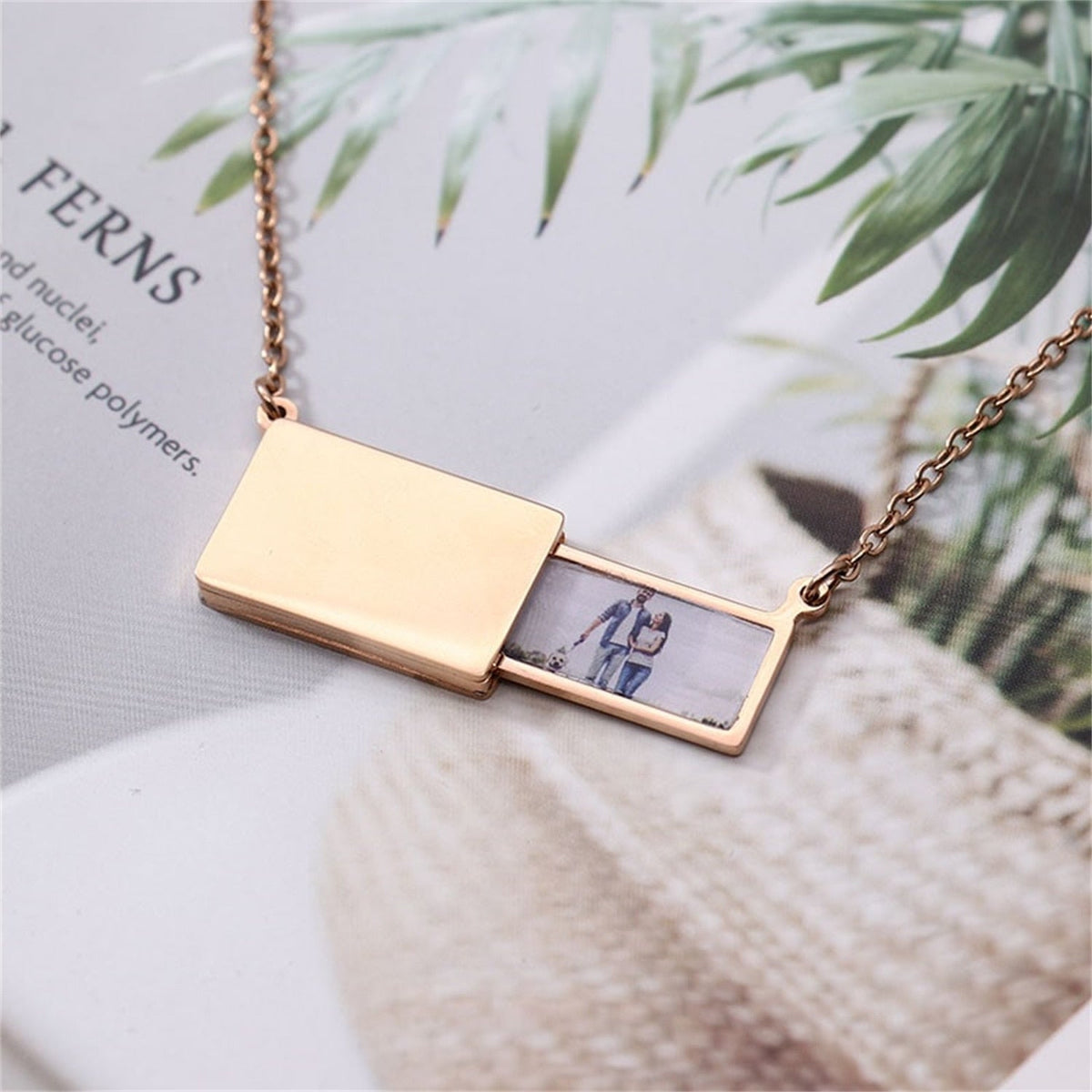 Pull-Out Envelope Necklace Personalized Engraved Photo Locket Unique Pendant - MERGE.DAY.1.FREESTYLE