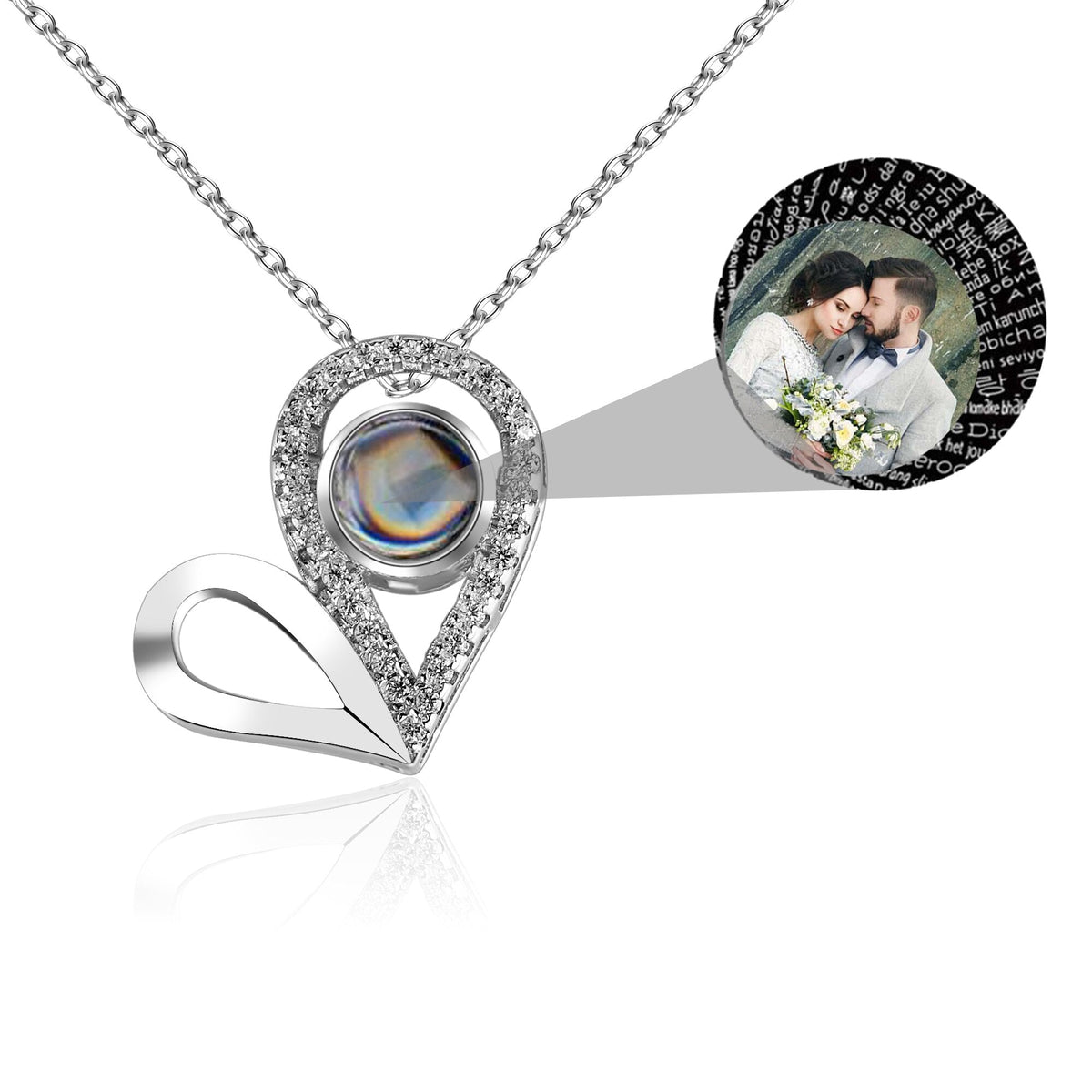 Custom Photo Name Projection Necklace For Love Memory Heart Shaped Necklaces - MERGE.DAY.1.FREESTYLE
