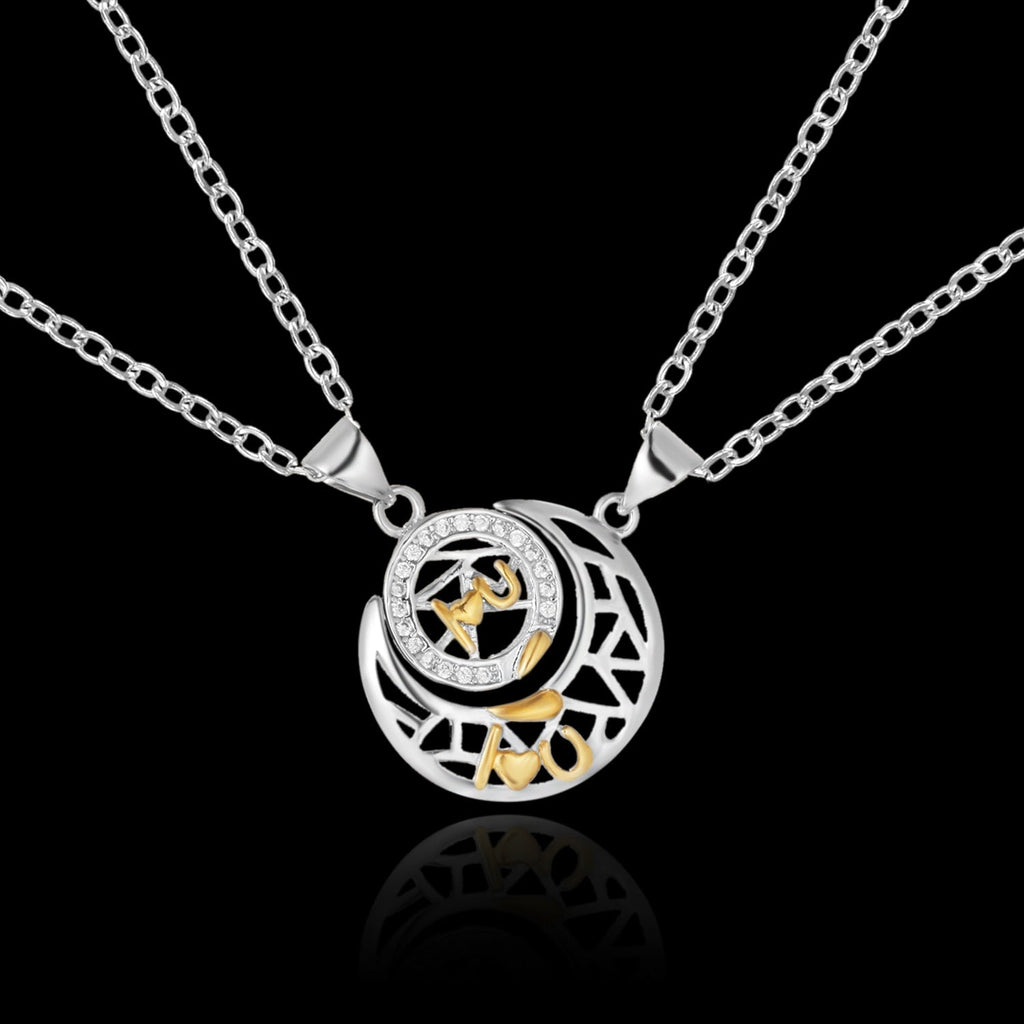 2Pcs Simple Matching Sun Moon Pendant Couple Necklace I Love You Jewelry - MERGE.DAY.1.FREESTYLE