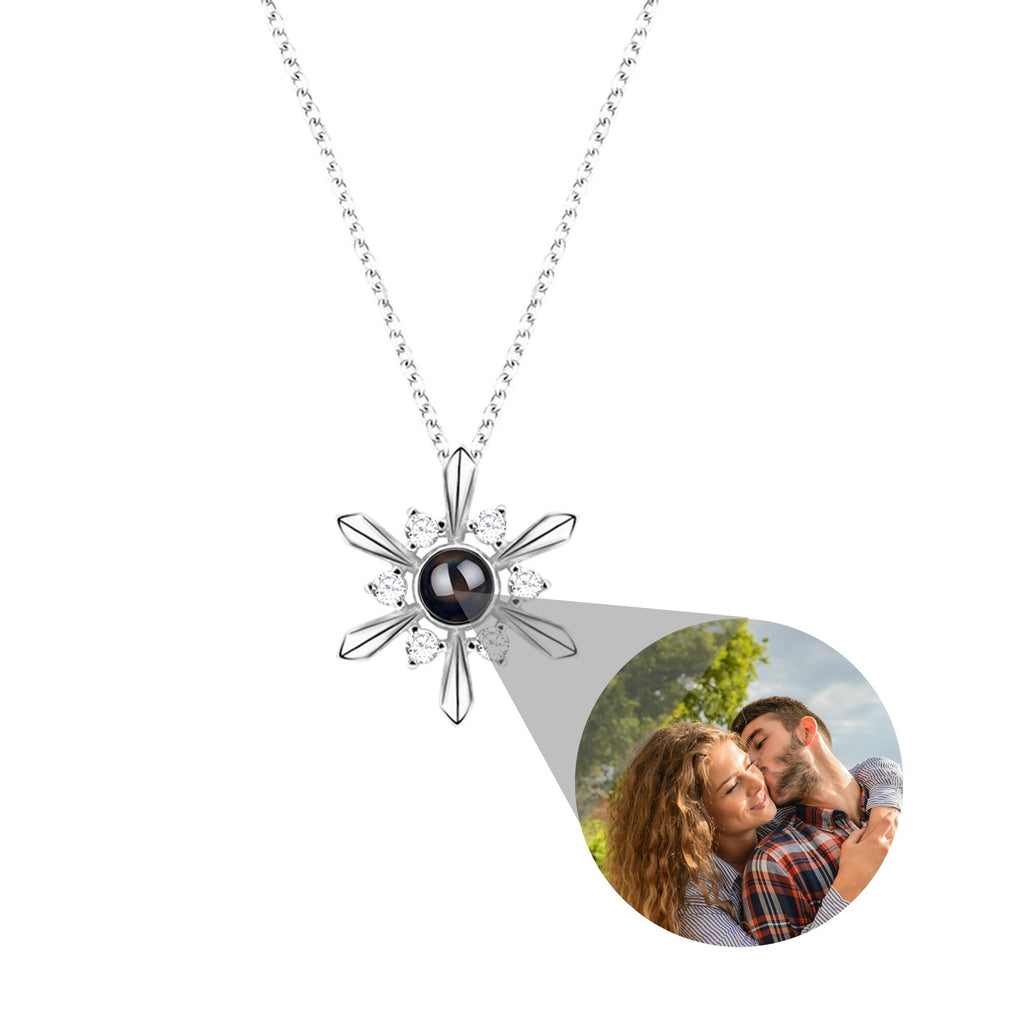Snowflake Shaped Projection Necklace Photo Charming Jewelry Memorial Gifts - MERGE.DAY.1.FREESTYLE