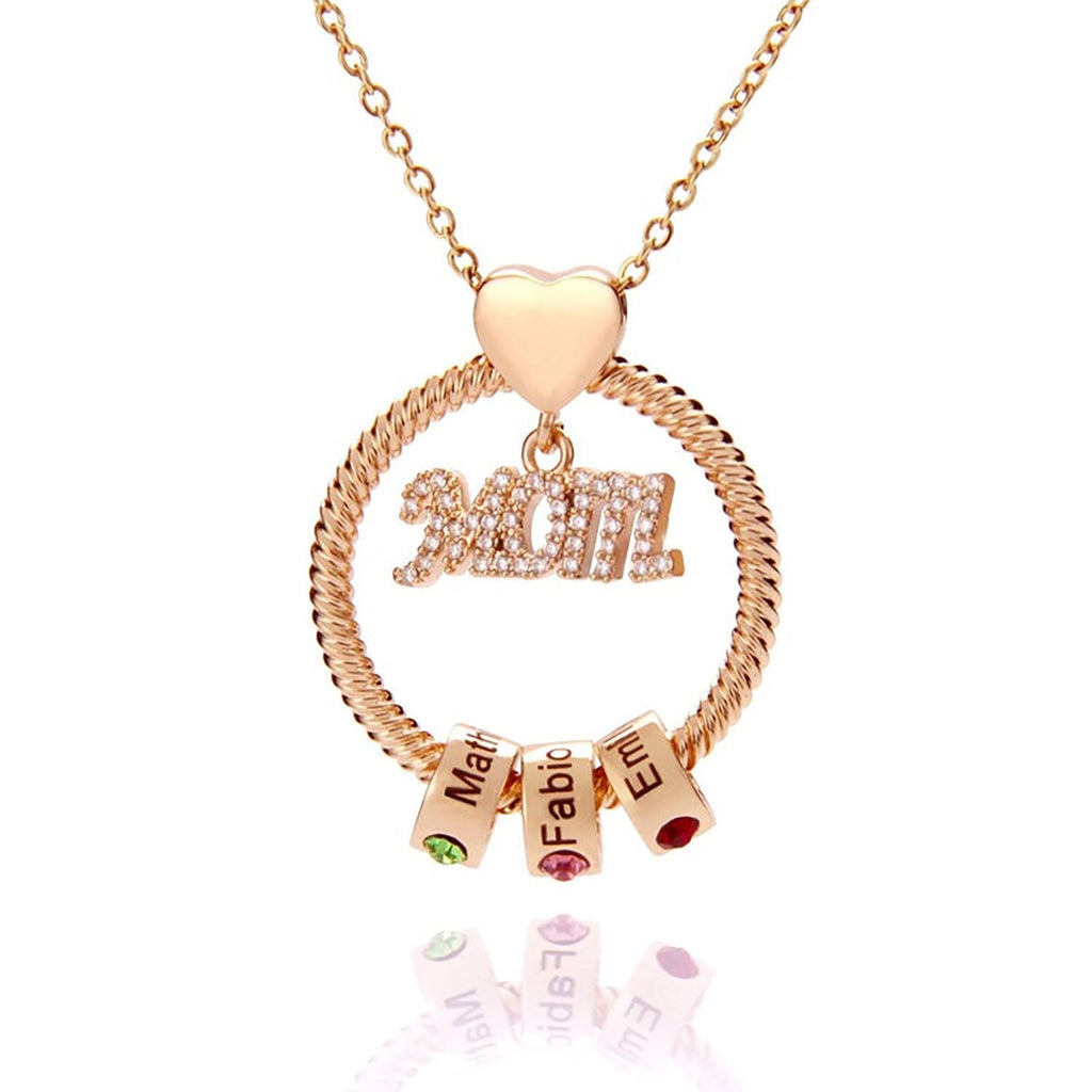 Personalised Circle Pendant Engraved Name Necklace With Birthstone Family Necklace - MERGE.DAY.1.FREESTYLE