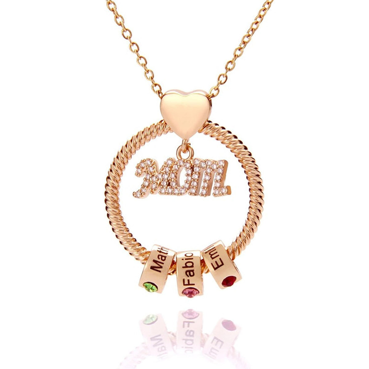 Personalised Circle Pendant Engraved Name Necklace With Birthstone Family Necklace - MERGE.DAY.1.FREESTYLE