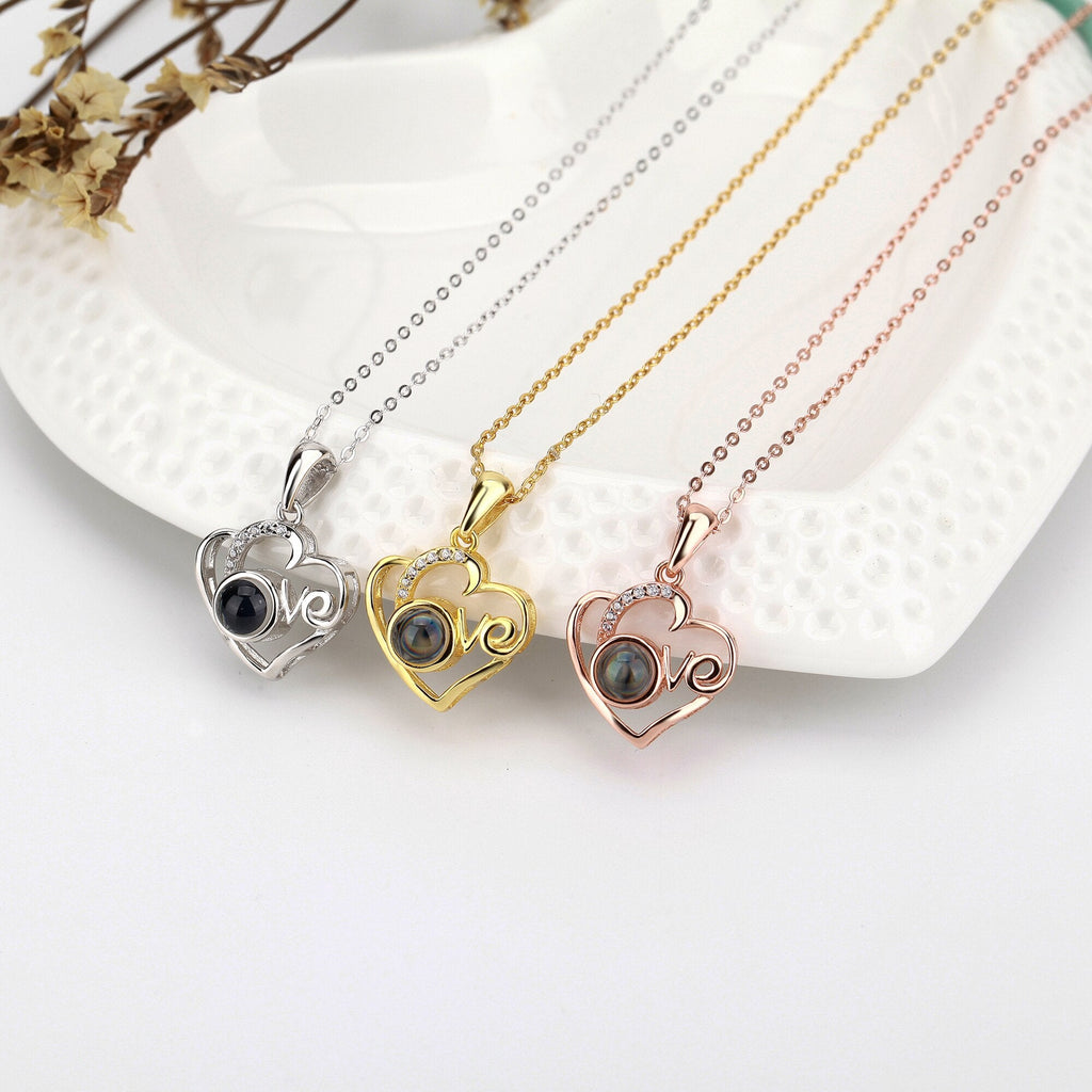 Customized Photo Projection Necklace Heart Pendant Necklace Love Memorial Jewelry - MERGE.DAY.1.FREESTYLE