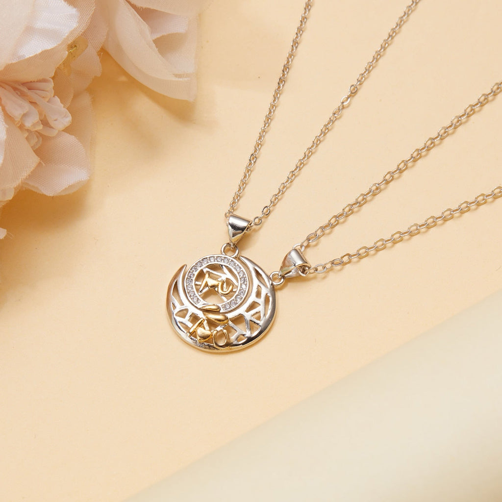 2Pcs Simple Matching Sun Moon Pendant Couple Necklace I Love You Jewelry - MERGE.DAY.1.FREESTYLE