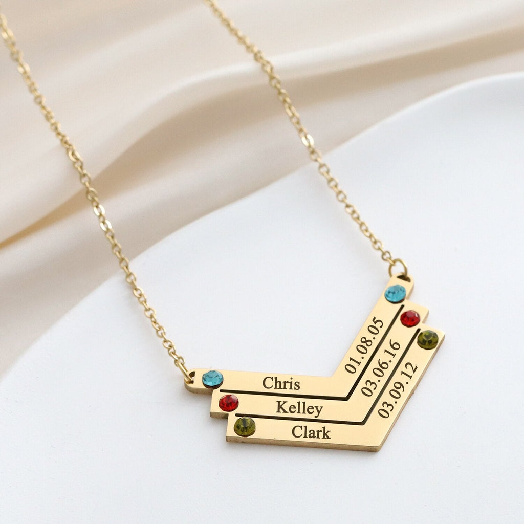 Personalized Family Necklace Mothers Day Birthstone Jewelry Customized Engraving Name Necklace - MERGE.DAY.1.FREESTYLE
