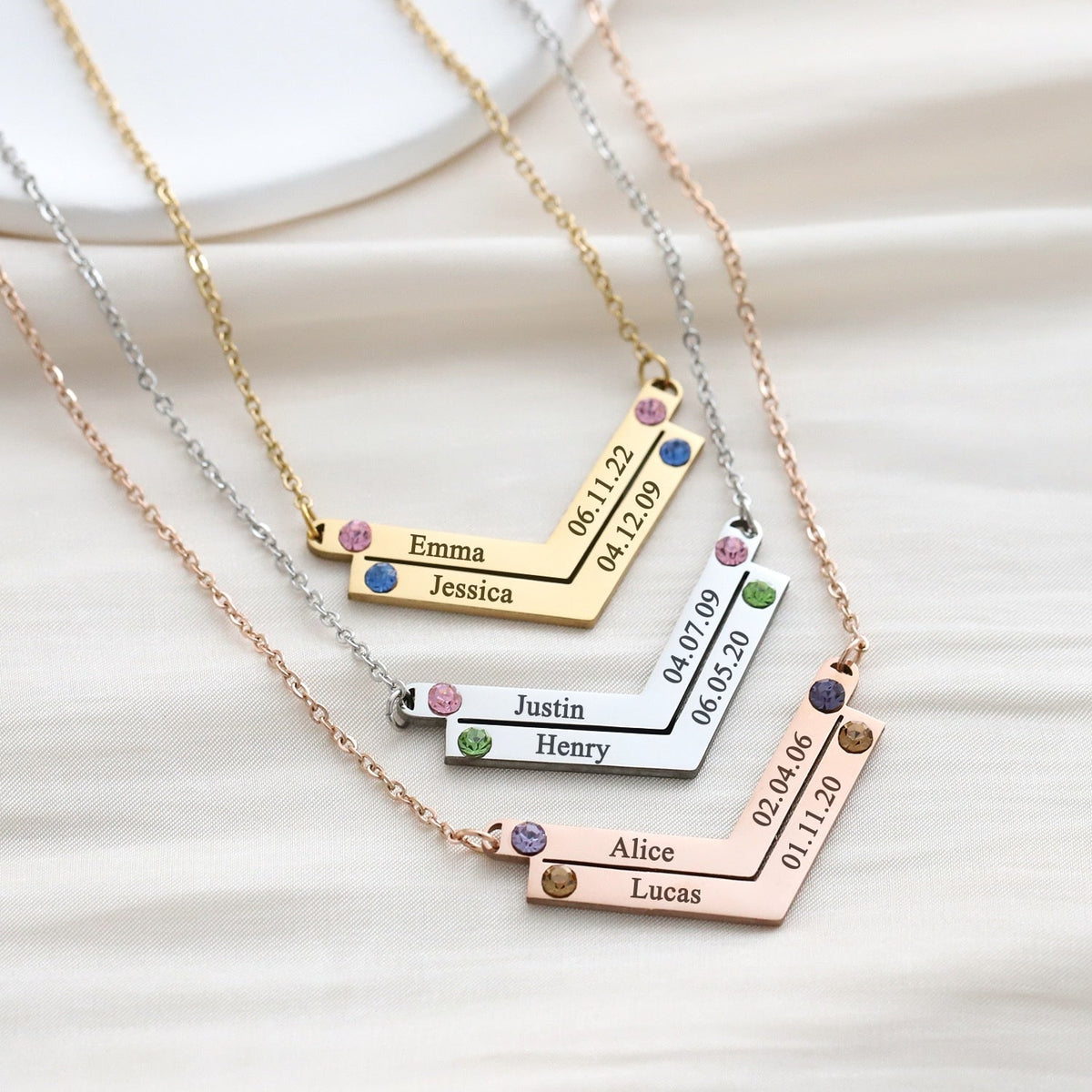 Personalized Family Necklace Mothers Day Birthstone Jewelry Customized Engraving Name Necklace - MERGE.DAY.1.FREESTYLE