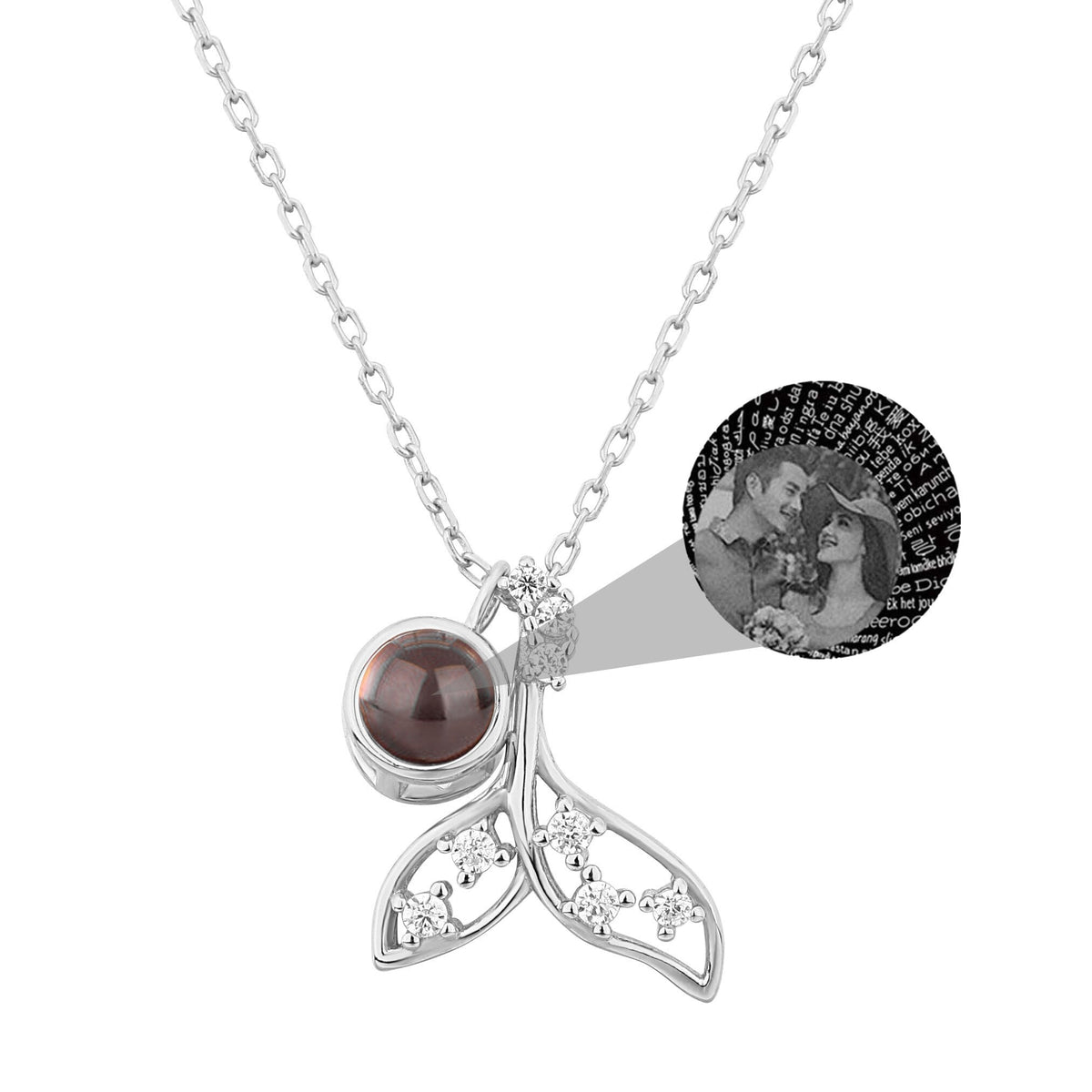 Fish Tail 925 Silver Custom Photo Name Projection Necklace - MERGE.DAY.1.FREESTYLE