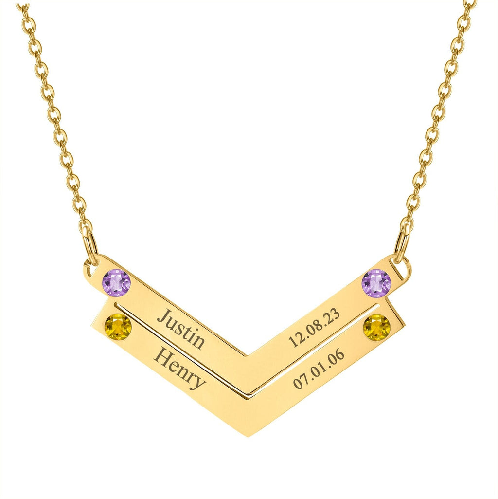 Personalized Family Necklace Mothers Day Birthstone Jewelry Customized Engraving Name Necklace - MERGE.DAY.1.FREESTYLE