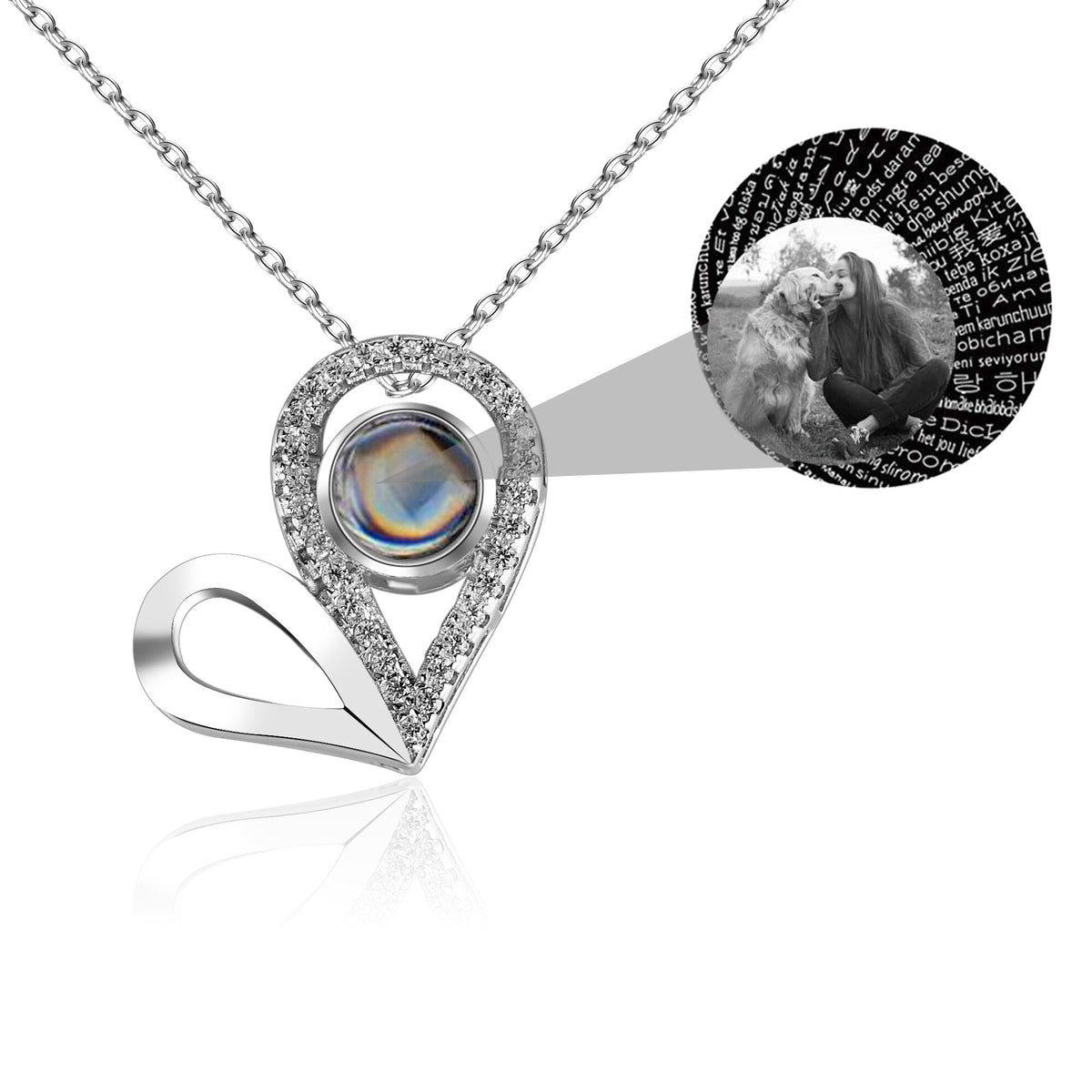 Custom Photo Name Projection Necklace For Love Memory Heart Shaped Necklaces - MERGE.DAY.1.FREESTYLE