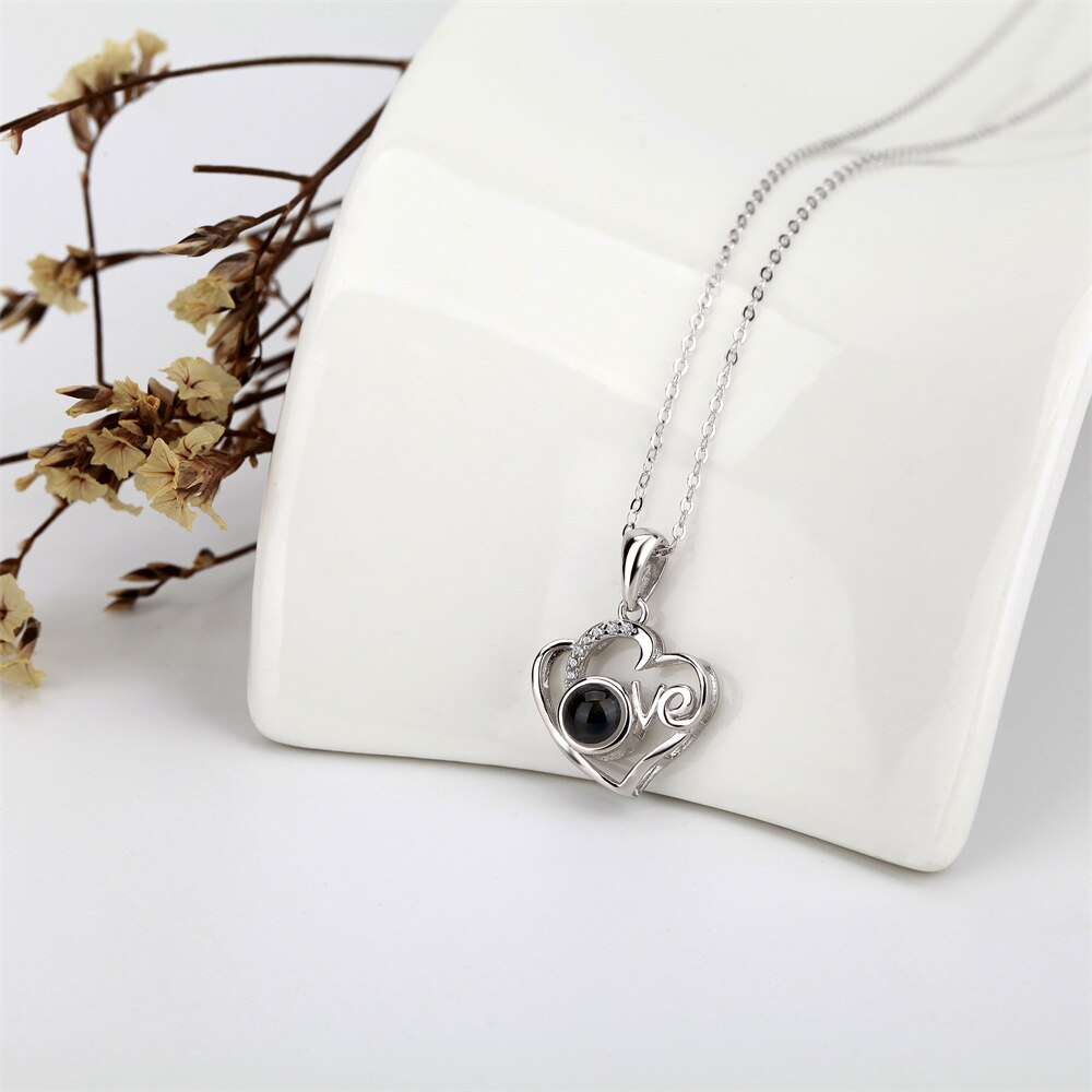 Customized Photo Projection Necklace Heart Pendant Necklace Love Memorial Jewelry - MERGE.DAY.1.FREESTYLE