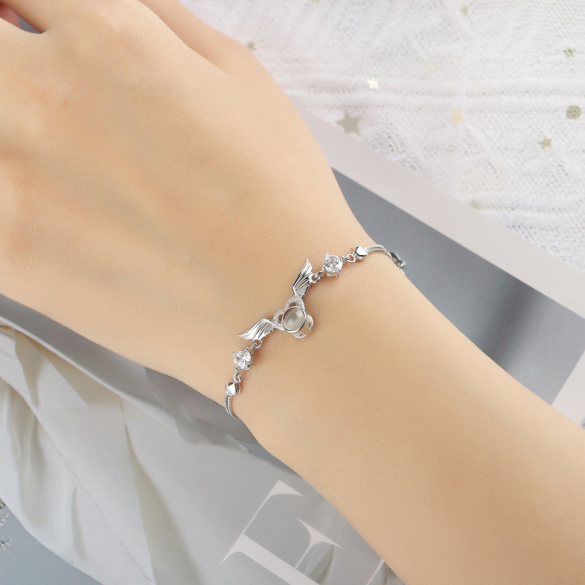 Personalized Photo 100 Languages Projection Bracelet for Angle Wing Memory Bracelets - MERGE.DAY.1.FREESTYLE