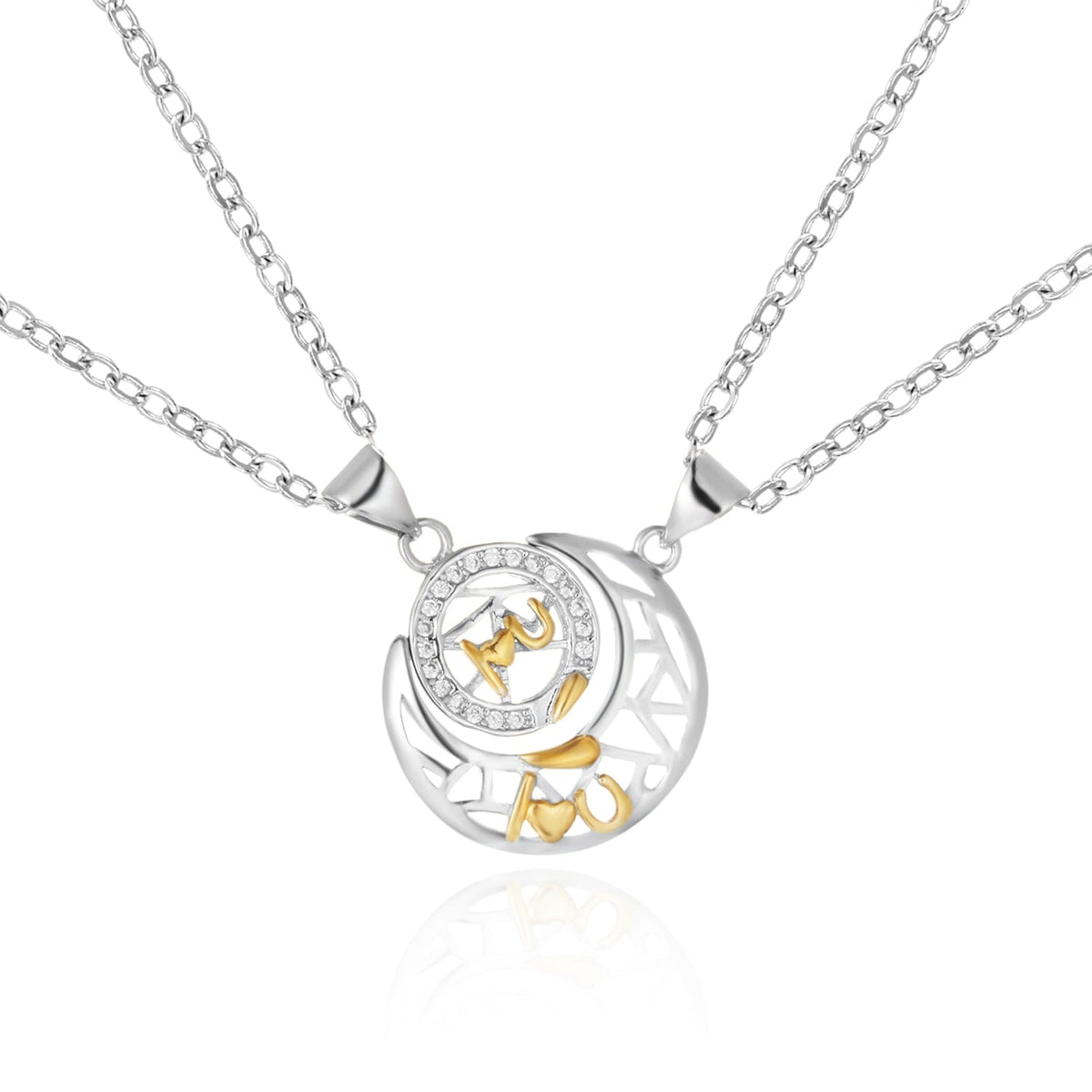 2Pcs Simple Matching Sun Moon Pendant Couple Necklace I Love You Jewelry - MERGE.DAY.1.FREESTYLE