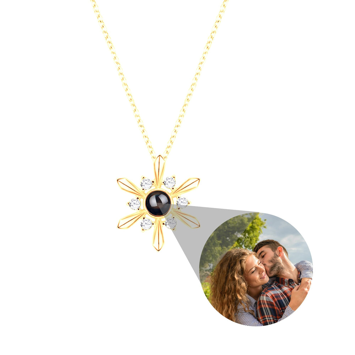Snowflake Shaped Projection Necklace Photo Charming Jewelry Memorial Gifts - MERGE.DAY.1.FREESTYLE
