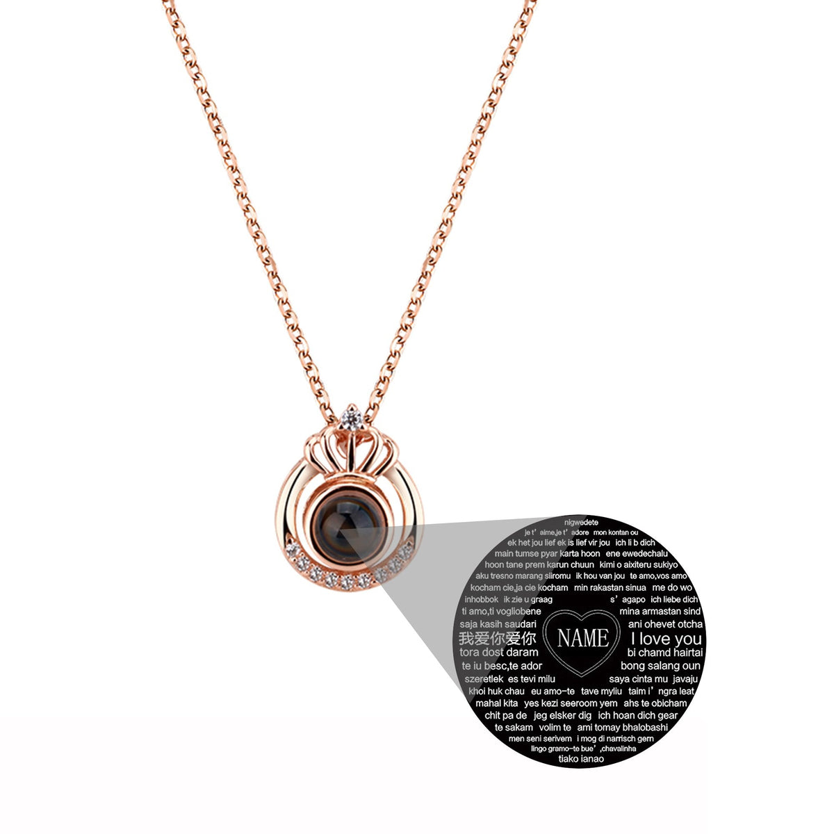 Crown Necklace Projection Pendant Custom Name Photo Memorial Gift - MERGE.DAY.1.FREESTYLE