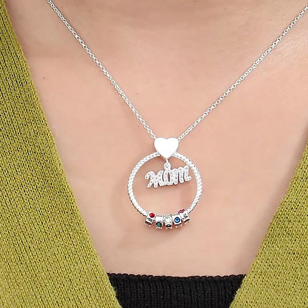 Personalised Circle Pendant Engraved Name Necklace With Birthstone Family Necklace - MERGE.DAY.1.FREESTYLE