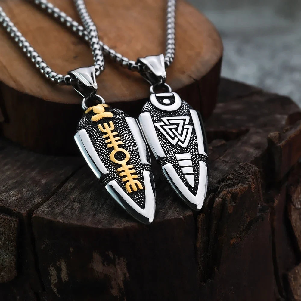 Viking Odin's Spear Gunnier Titanium Steel Personalized Double Sided Rune Pendant - MERGE.DAY.1.FREESTYLE