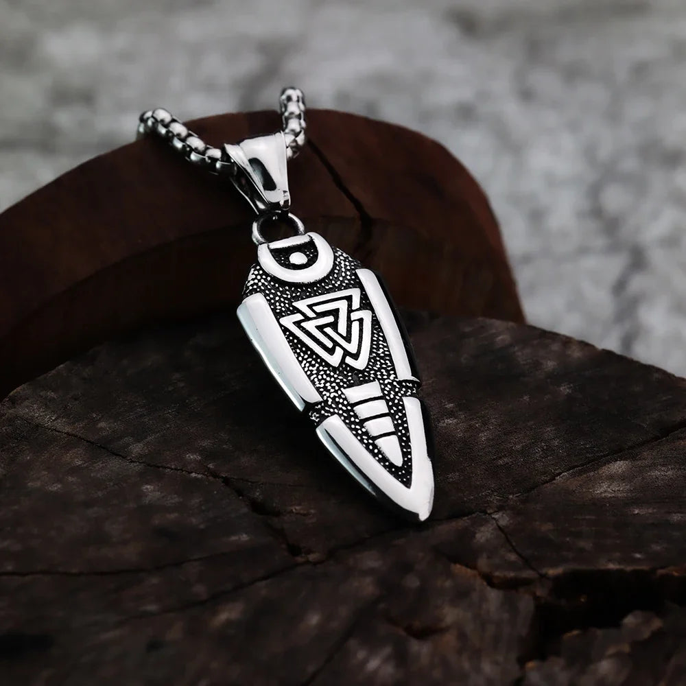 Viking Odin's Spear Gunnier Titanium Steel Personalized Double Sided Rune Pendant - MERGE.DAY.1.FREESTYLE